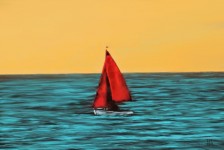 Udo A. Heinrich: Boot und Meer (Digipainting, 120x80 cm, 2019)